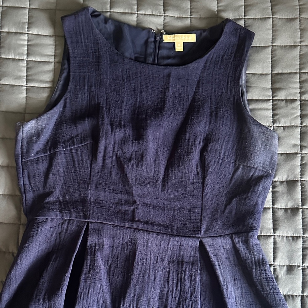 Banana Republic Navy Textured Sleeveless Peplum Top